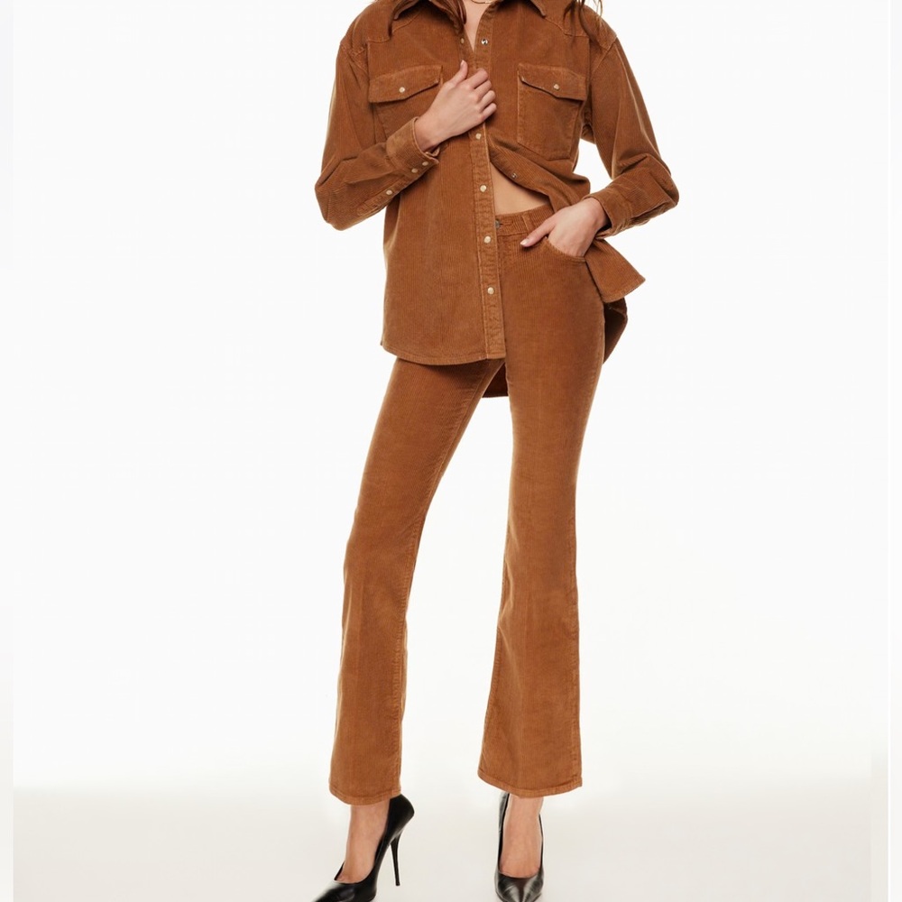 Aritzia Denim Forum Bettie High Rise Flare Corduroy Pants Brown